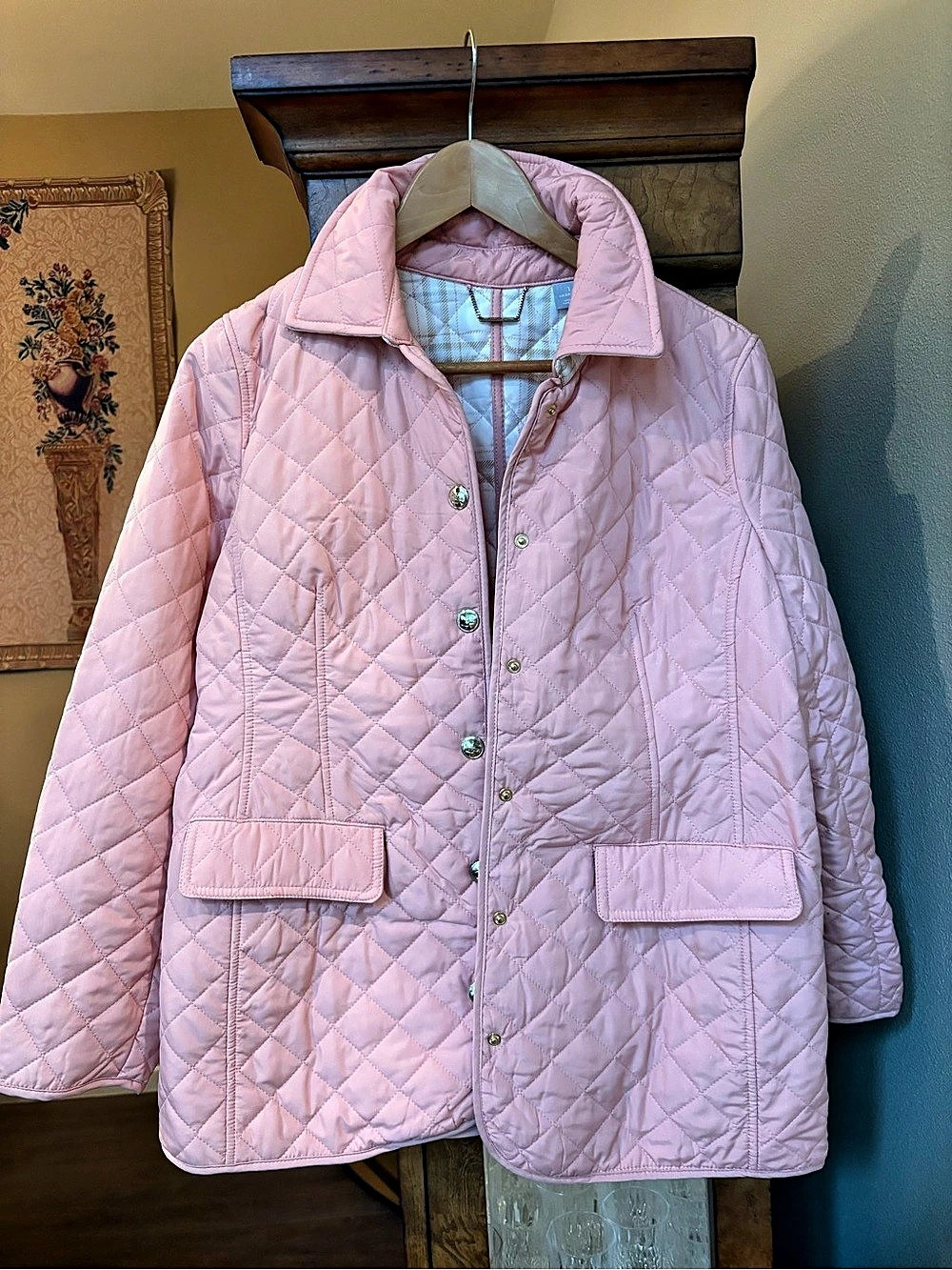 Chicos Quilted Jacket in Pink Size 1 Size 8 NWOT